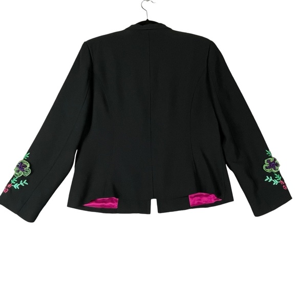 Draper's & Damon's Colorful Fun Embroidery Ribbon Flower Accent Blazer - Sz 12P - Picture 3 of 16